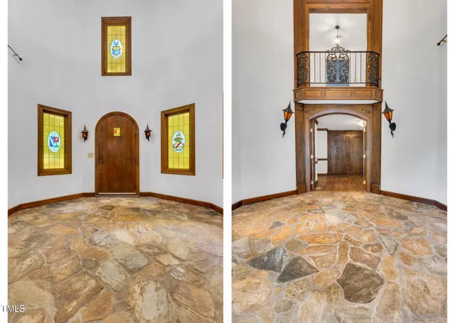a view of an entryway with wooden floor