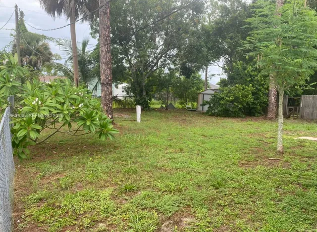 a view of a yard with a trees