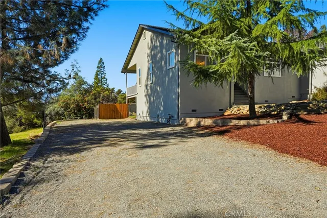 a view of a garden with wooden fence