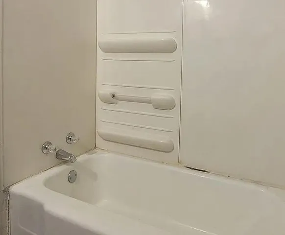 a bathroom with a bathtub