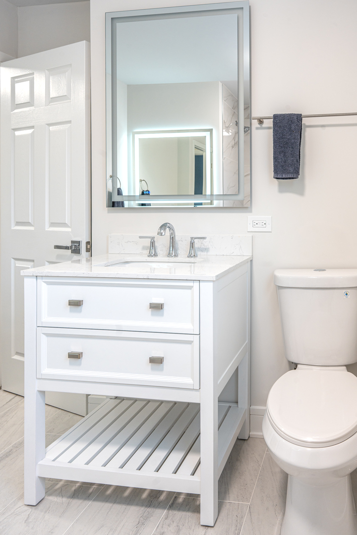 11 South Alfred Avenue Elgin, IL 60123 - Photo 12 of 22 a bathroom with a sink toilet a mirror and vanity