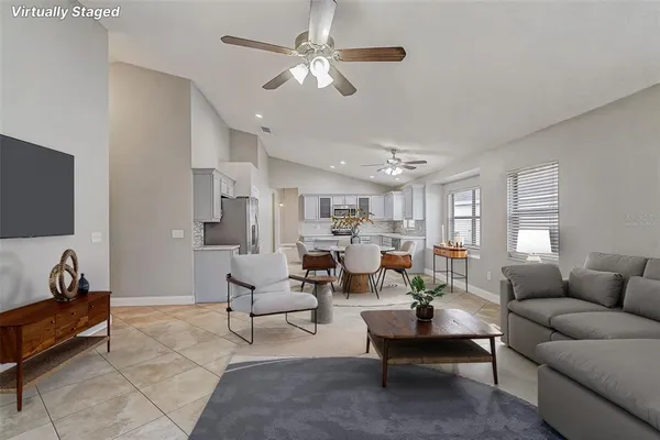 a living room with furniture