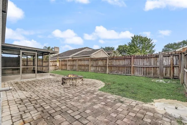 a view of a porch with a backyard