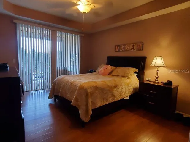 a view of balcony and wooden floor