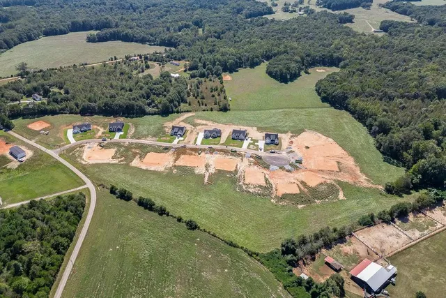 an aerial view of a house