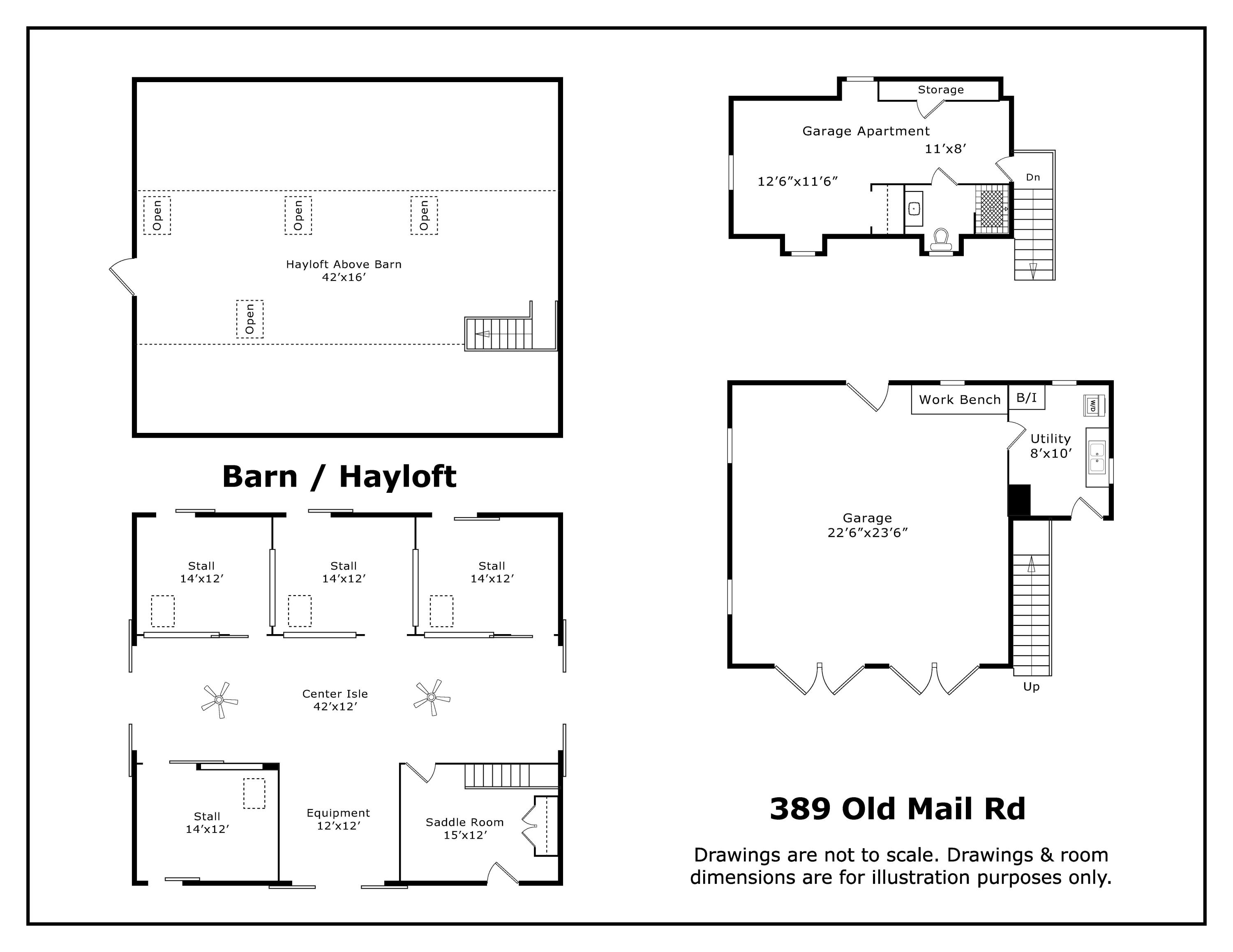 389 Old Mail Road Southern Pines, NC 28387 - Photo 54 of 54 Floor plan of Barn and Carriage House
