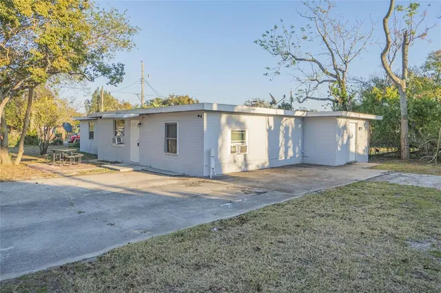 a view of a house with a backyard