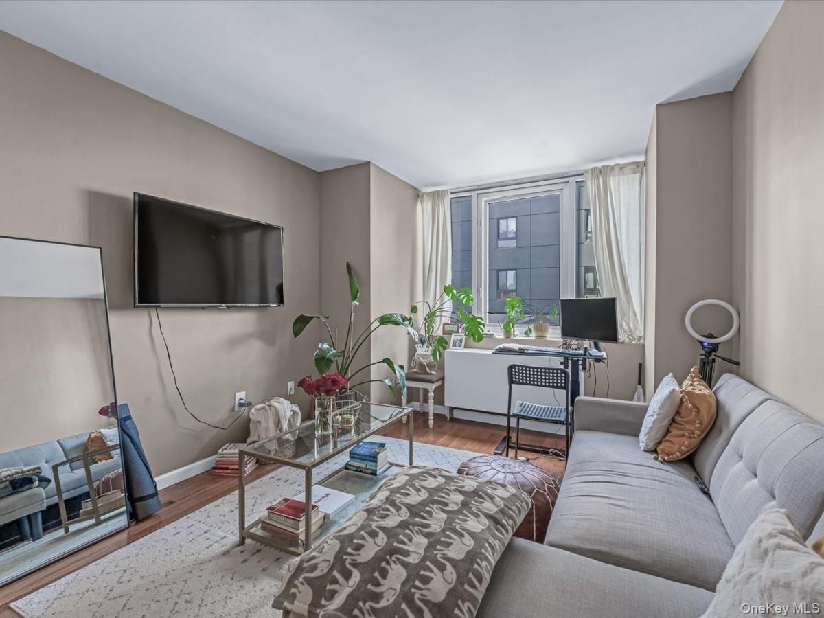 358 Grove Street, Unit 2E Brooklyn, NY 11237 - Photo 4 of 15 a living room with furniture and a flat screen tv