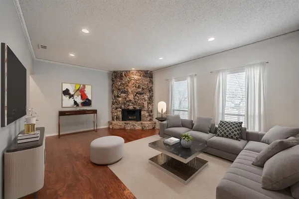 a view of a yard with trees