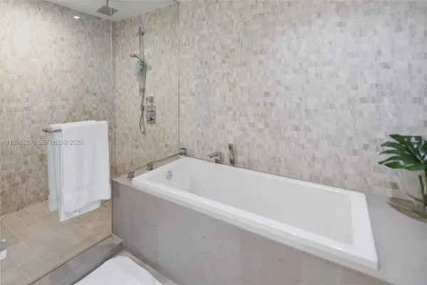 a bathroom with a bathtub