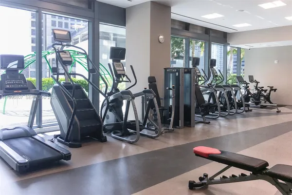 a view of a room with gym equipment