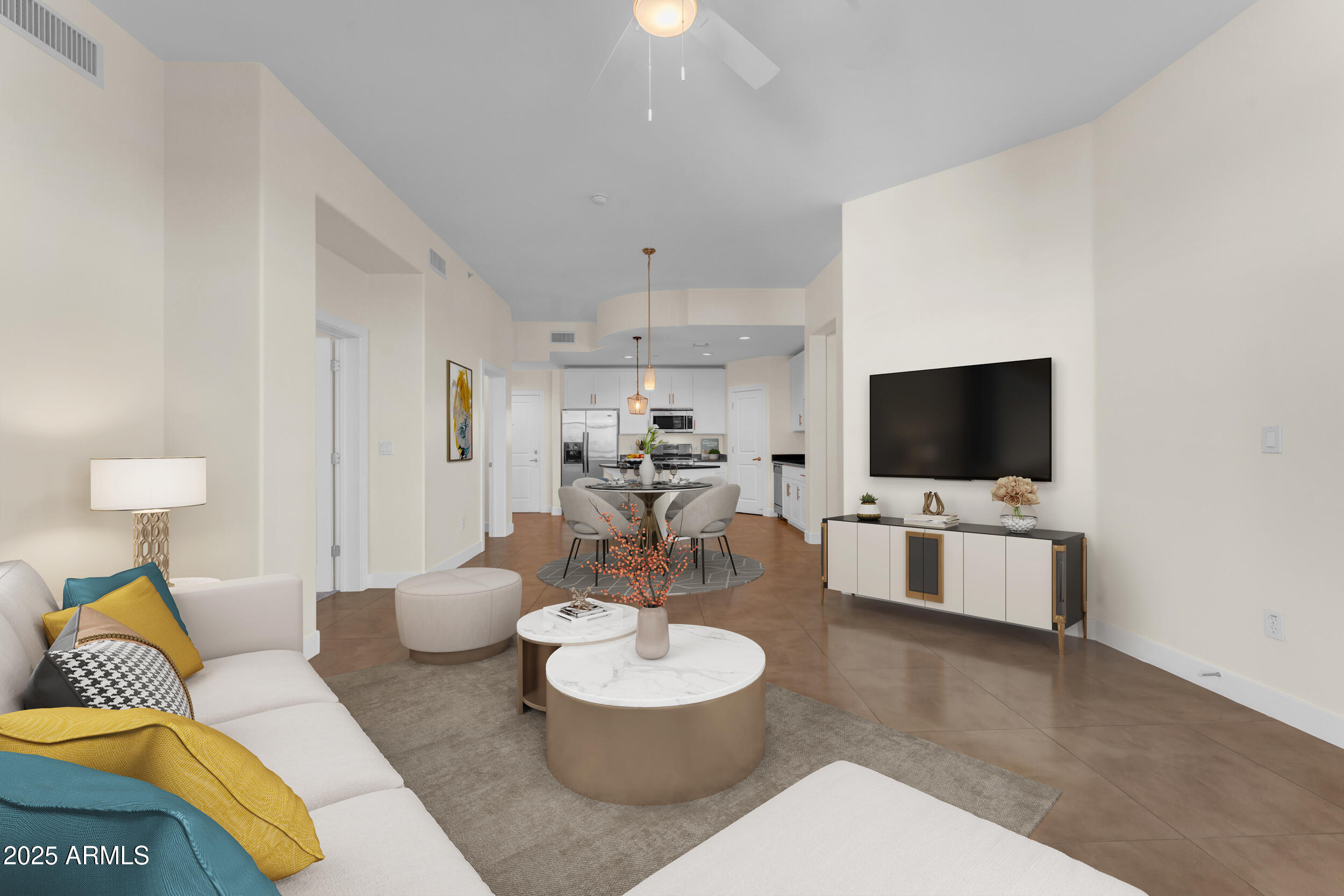 945 East Playa Del Norte Drive, Unit 5005 Tempe, AZ 85288 - Photo 18 of 69 a living room with furniture and a flat screen tv