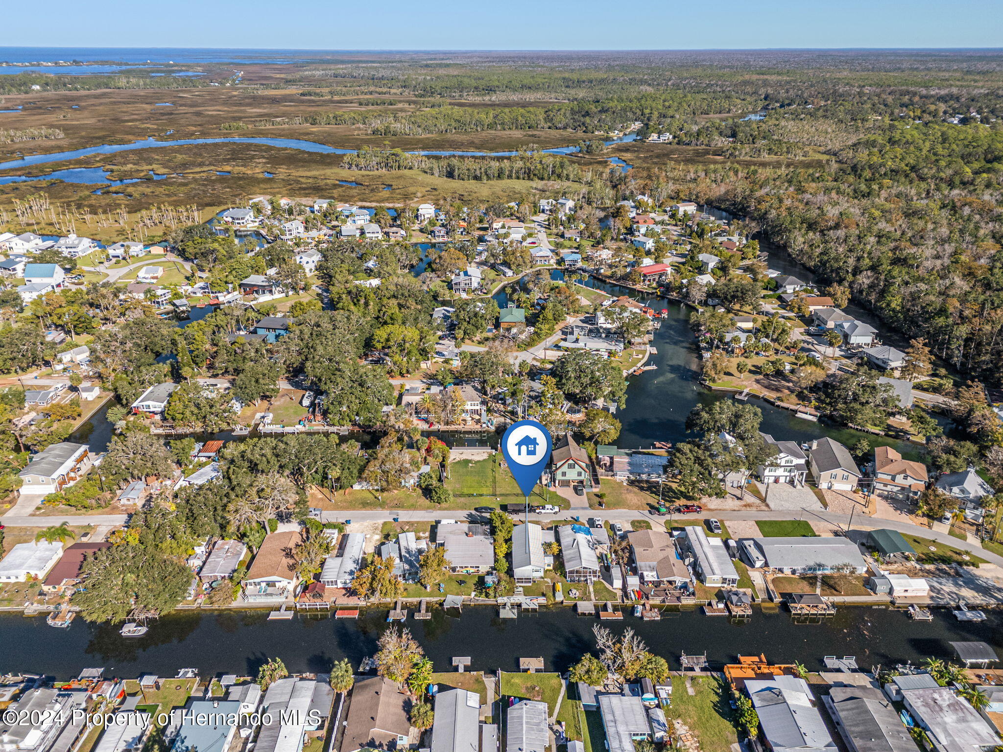 5332 Circle Drive Weeki Wachee, FL 34607 - Photo 26 of 27 an aerial view of ocean and residential houses with outdoor space