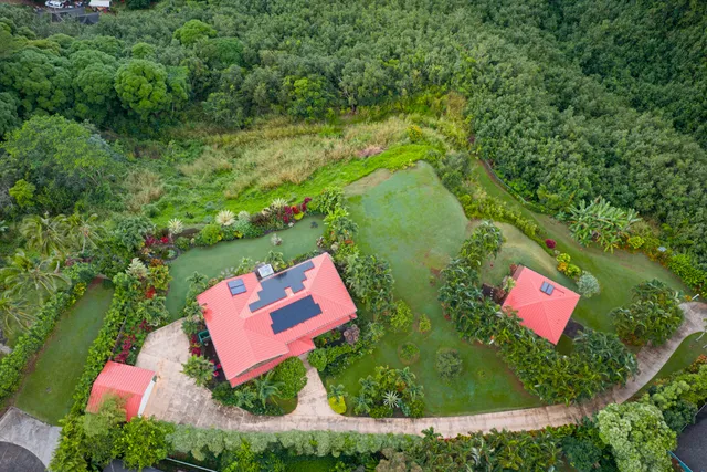 an aerial view of a house