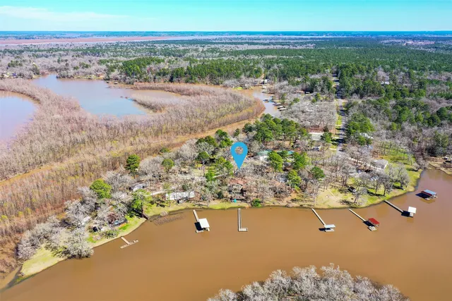 a view of a lake with a mountain in the background