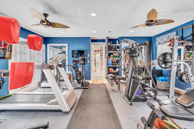 a view of a room with gym equipment