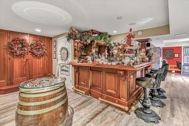 a view of a room with shelves