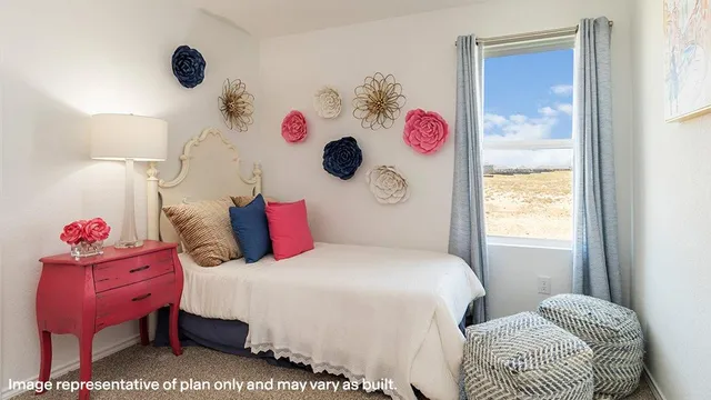 a bedroom with a bed and a walk in closet