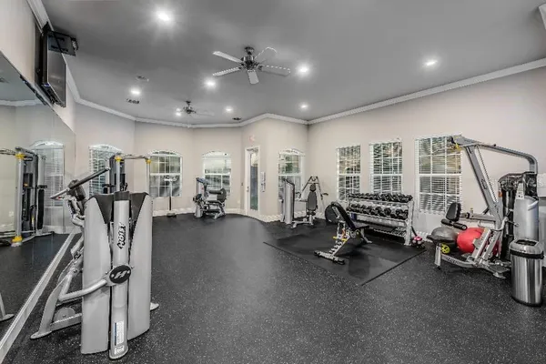 a view of a room with gym equipment