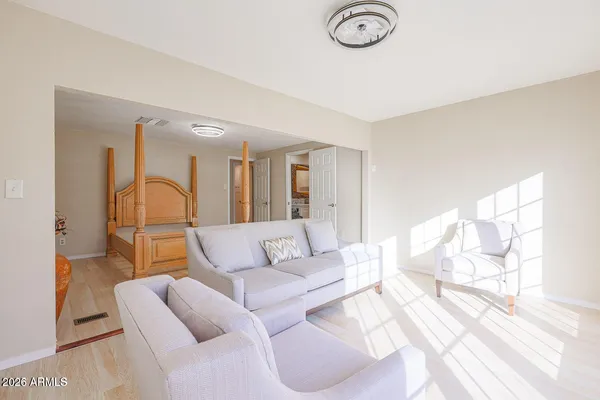 a living room with furniture