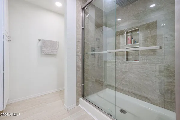 a bathroom with a shower