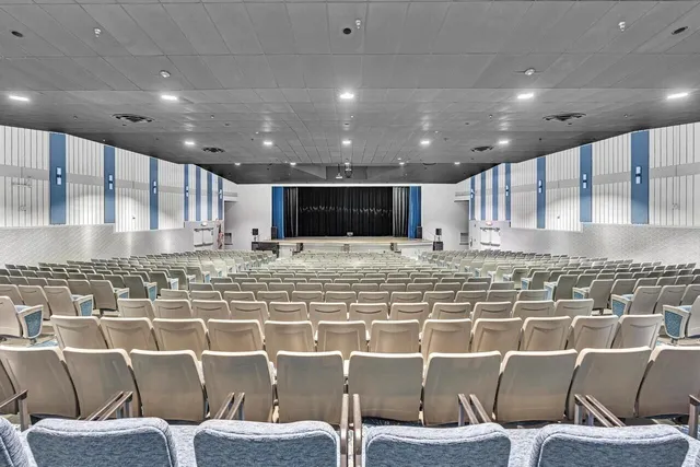 an aerial view of a house with a garden
