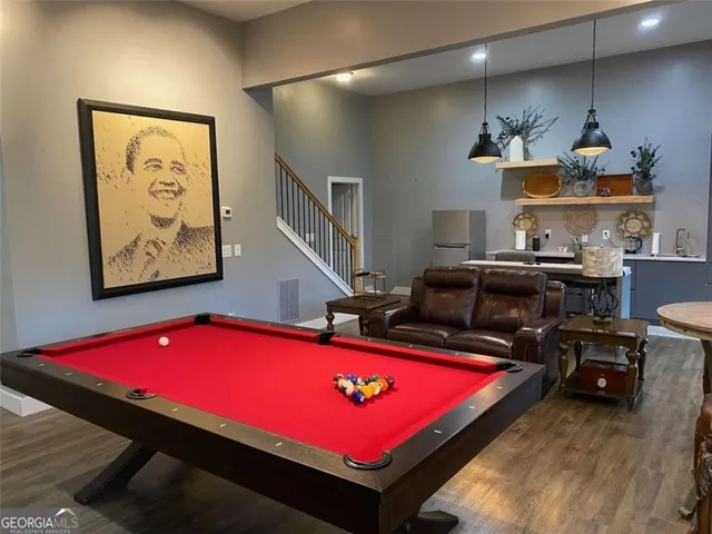 a view of balcony with furniture