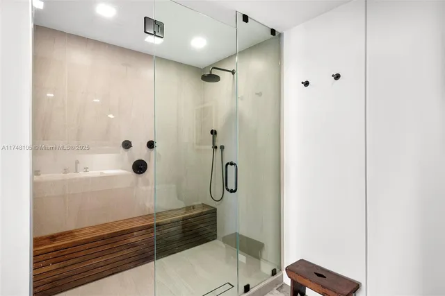 a view of a balcony with ocean view