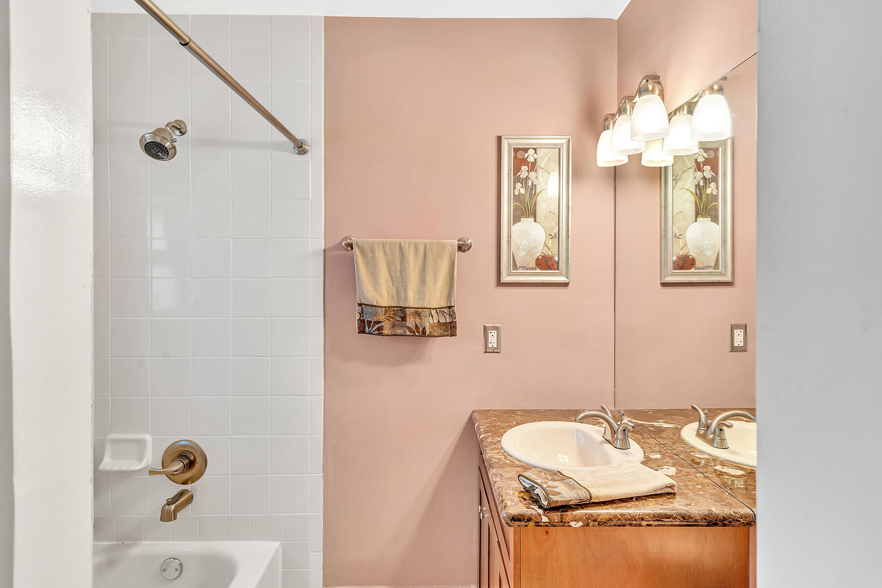 1945 Northwest 4th Avenue, Unit 32C Boca Raton, FL 33432 - Photo 41 of 52 a bathroom with a granite countertop sink and a mirror