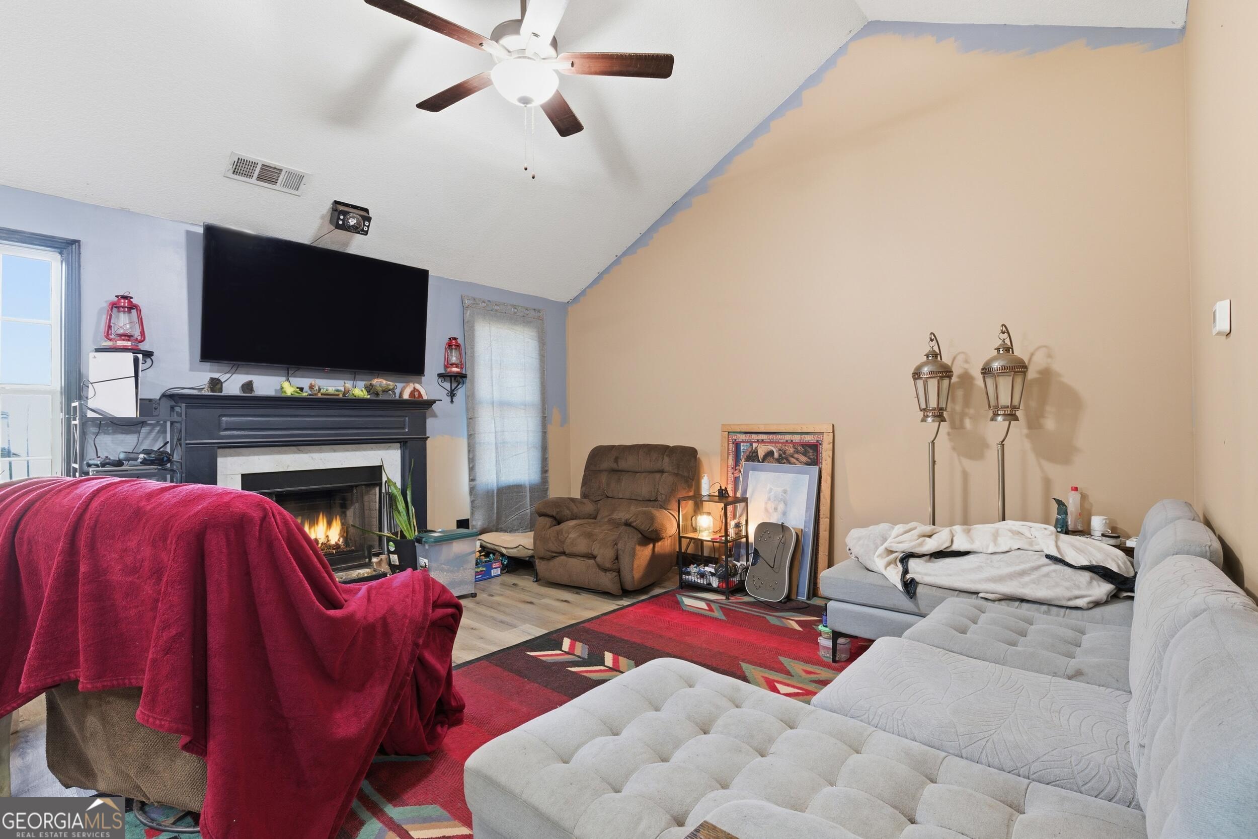3034 Mt Hebron Road Hartwell, GA 30643 - Photo 14 of 21 a living room with furniture a flat screen tv and a fireplace