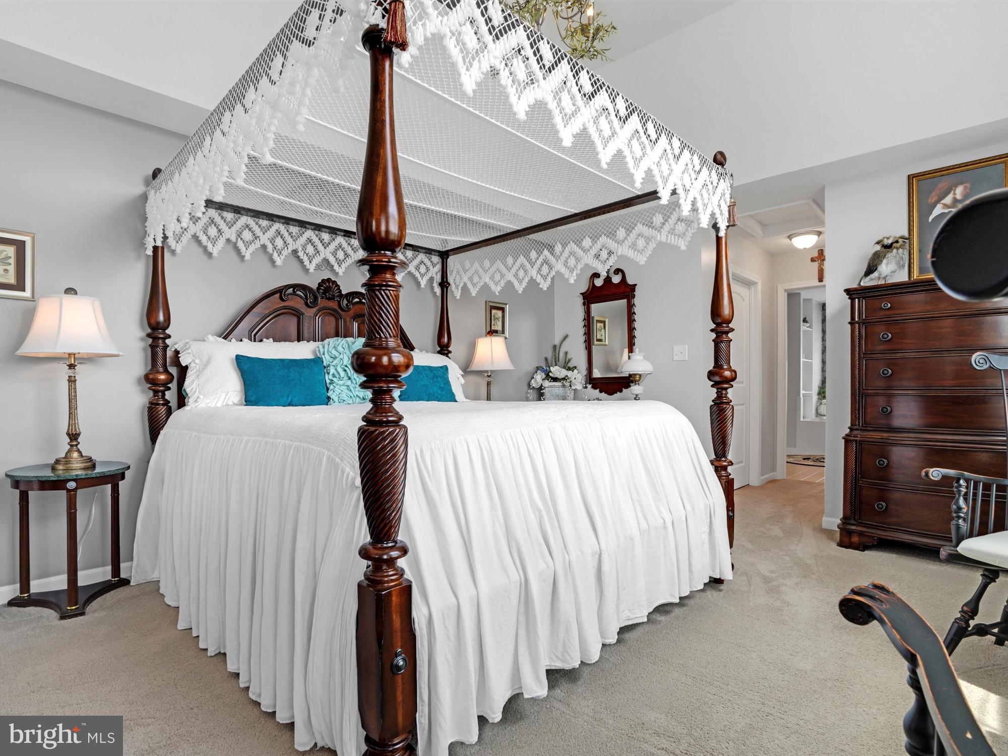 1214 Bair Road Hanover, PA 17331 - Photo 21 of 43 a bed room with a bed and a chandelier