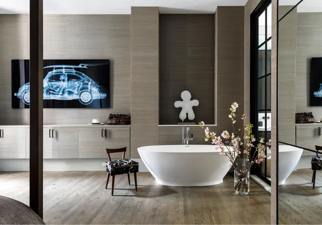 a view of a living room and dining room