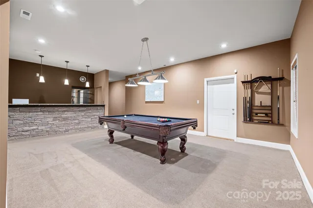 a room with pool tables