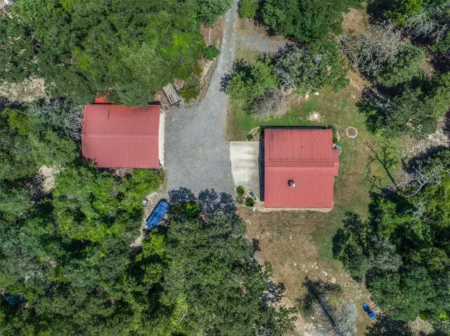 an aerial view of a house