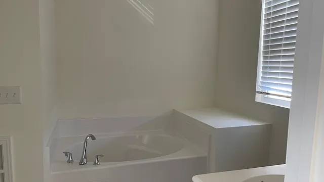 a bathroom with a bathtub
