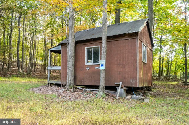 a view of a house with a yard and large trees