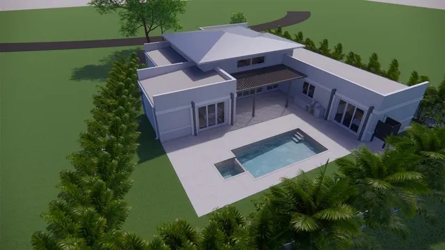 an aerial view of a house