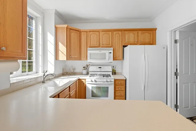 a kitchen with a refrigerator a stove and a sink