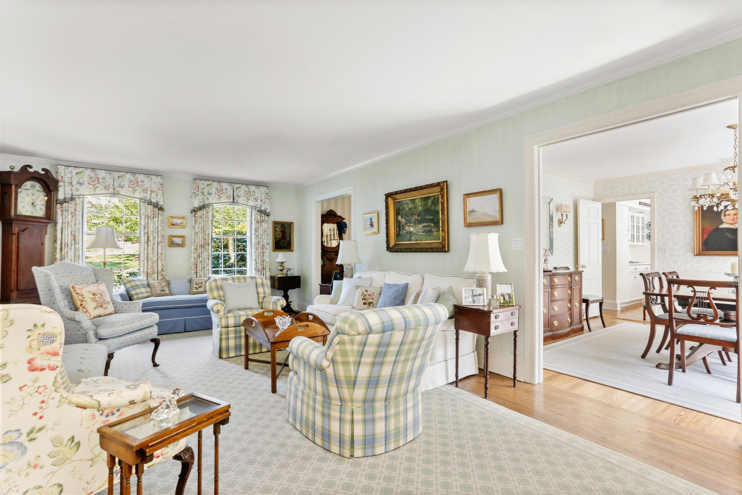 116 Marshall Ridge Road New Canaan, CT 06840 - Photo 19 of 50 a living room with furniture dining area and a large window