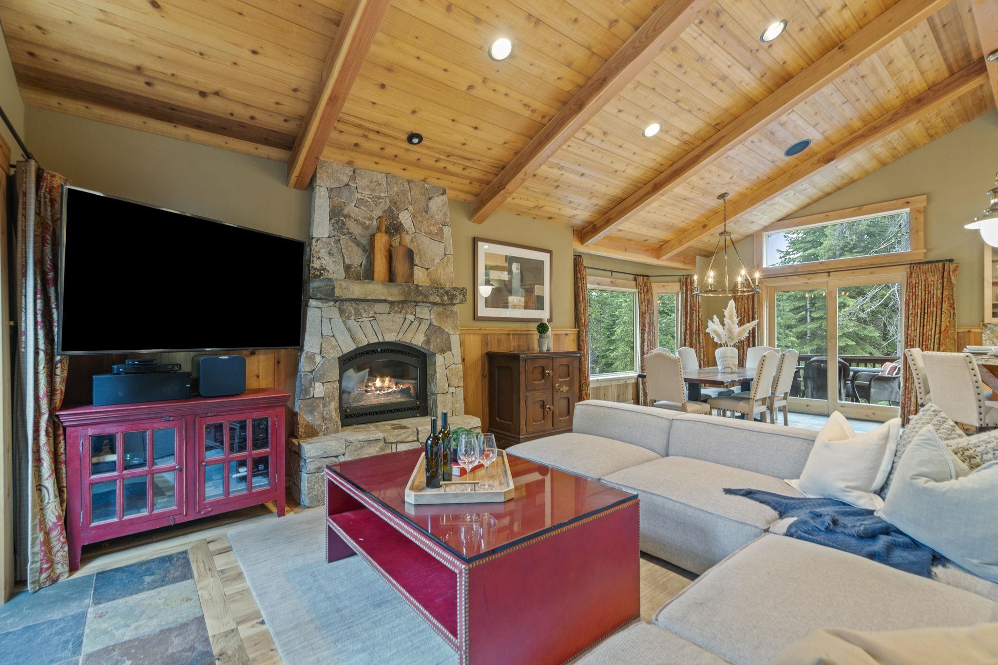 735 Cascade Circle Homewood, CA 96141 - Photo 1 of 21 a living room with fireplace furniture and a flat screen tv