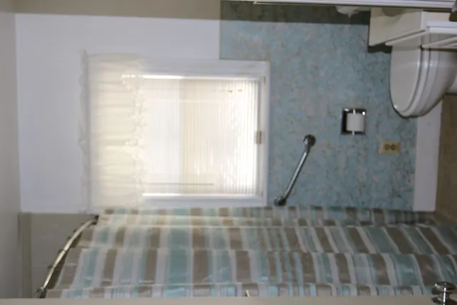 a bathroom with a window