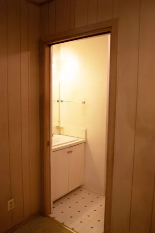 a view of a wooden door