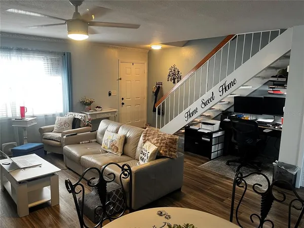 a living room with furniture