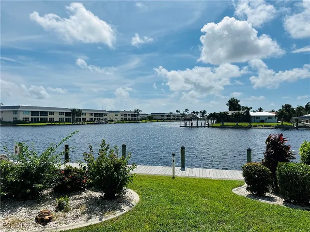 a lake view with a garden