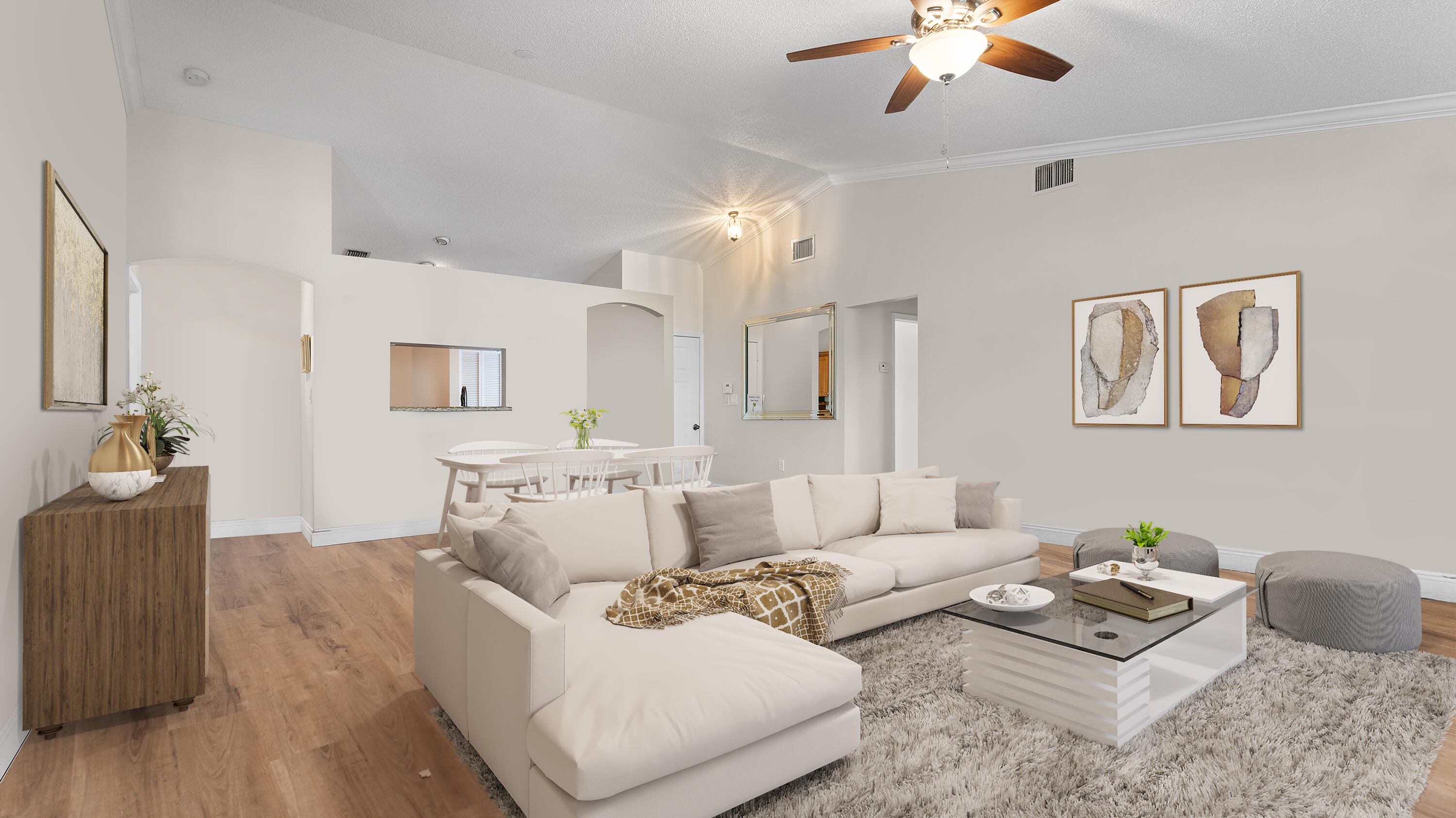7961 Mansfield Hollow Road Delray Beach, FL 33446 - Photo 6 of 19 a living room with furniture and a chandelier