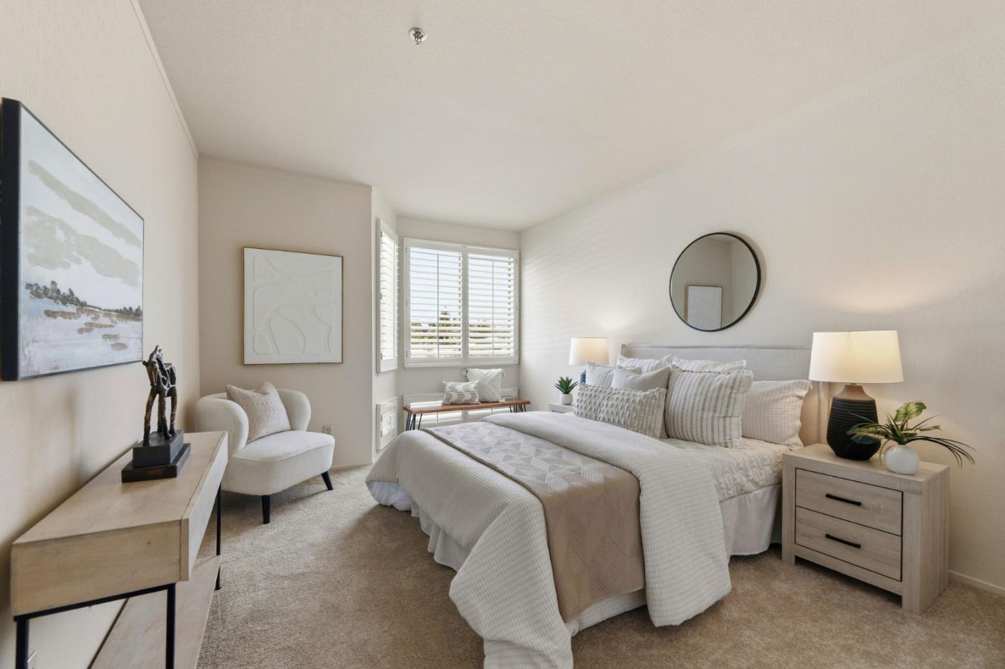 22330 Homestead Road, Unit 226 Cupertino, CA 95014 - Photo 21 of 38 a bedroom with bed and a large window