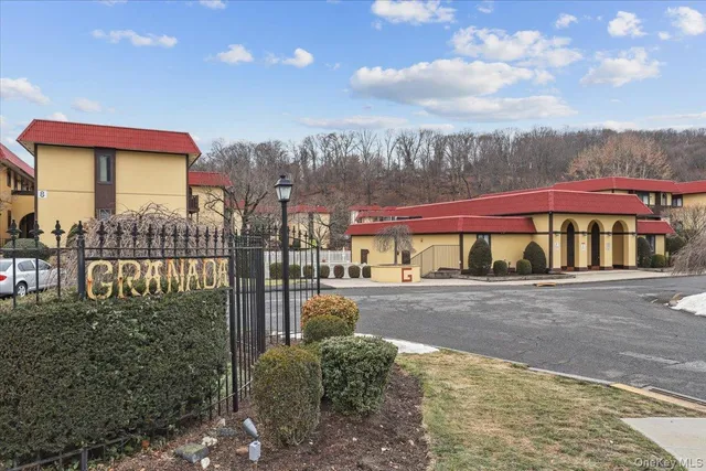a view of a city street from a building