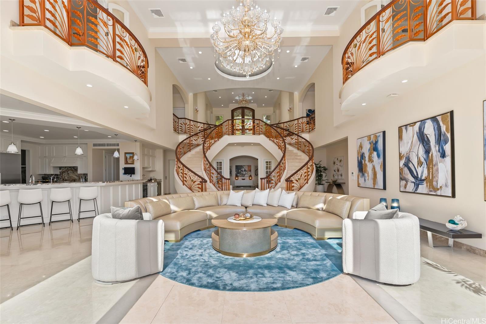 269 Kaialii Place Honolulu, HI 96821 - Photo 5 of 25 a view of a dining room with furniture a chandelier and wooden floor