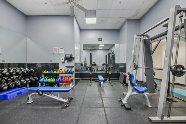 a view of a room with gym equipment