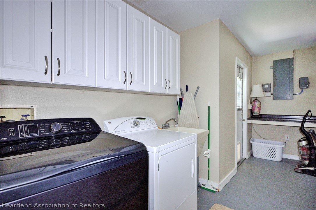 3601 Divot Road Sebring, FL 33872 - Photo 17 of 31 a utility room with stainless steel appliances and cabinets